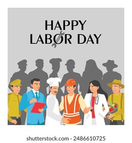 People from different professions gather together. Celebrating Labor Day. Labor Day concept. Flat vector illustration.