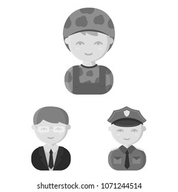 People of different professions monochrome icons in set collection for design. Worker and specialist vector symbol stock web illustration.