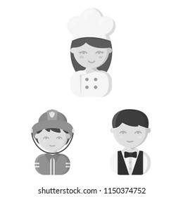 People of different professions monochrome icons in set collection for design. Worker and specialist vector symbol stock web illustration.