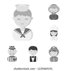 People of different professions monochrome icons in set collection for design. Worker and specialist vector symbol stock web illustration.