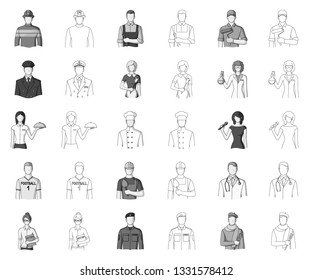 People of different professions monochrome,outline icons in set collection for design. Worker and specialist vector symbol stock web illustration.