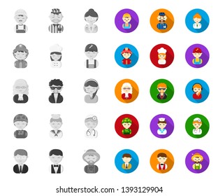 People of different professions mono,flat icons in set collection for design. Worker and specialist vector symbol stock web illustration.