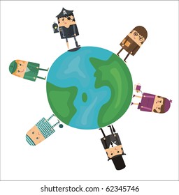 people of different professions on the planet