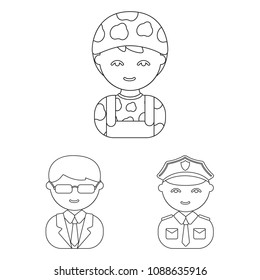 People of different professions outline icons in set collection for design. Worker and specialist vector symbol stock web illustration.