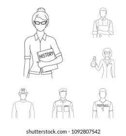 People of different professions outline icons in set collection for design. Worker and specialist vector symbol stock web illustration.