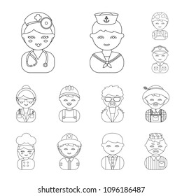 People of different professions outline icons in set collection for design. Worker and specialist vector symbol stock web illustration.