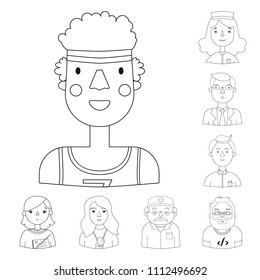 People of different professions outline icons in set collection for design. Worker and specialist vector symbol stock web illustration.