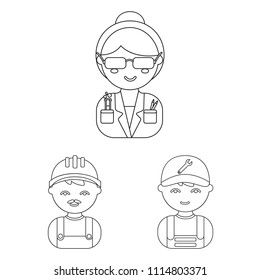 People of different professions outline icons in set collection for design. Worker and specialist vector symbol stock web illustration.
