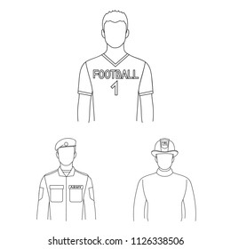 People of different professions outline icons in set collection for design. Worker and specialist vector symbol stock web illustration.