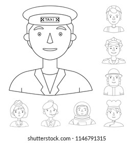 People of different professions outline icons in set collection for design. Worker and specialist vector symbol stock web illustration.