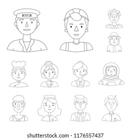People of different professions outline icons in set collection for design. Worker and specialist vector symbol stock web illustration.