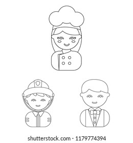 People of different professions outline icons in set collection for design. Worker and specialist vector symbol stock web illustration.