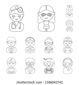 People of different professions outline icons in set collection for design. Worker and specialist vector symbol stock web illustration.