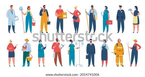 People Different Professions Professional Workers Uniform Stock Vector ...