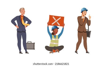 People of different professions protesting and discussing social issues vector illustration