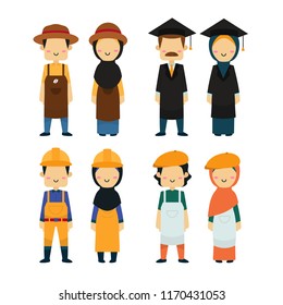 People in different professions set, worker icons on white background.