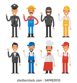 People of different professions showing thumbs up