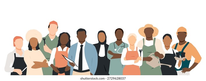 Personas de diferentes profesiones unidas.