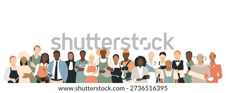 People of different professions standing together.	
