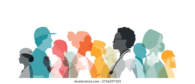 People of different professions together. 