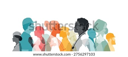 People of different professions together. 