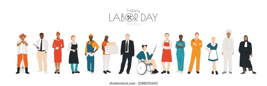 People of different professions together. Labor day concept.