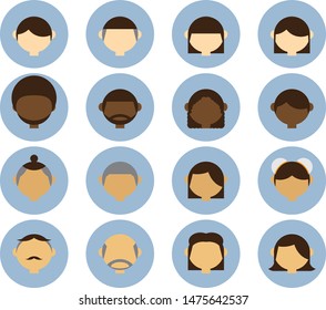 people in different races avatar isolated vector illustration set 