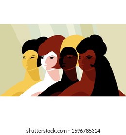 people of different races. international day of friendship of peoples. vector image of women