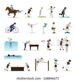 People In Different Sports And Icons Set - Isolated On White Background - Vector Illustration, Graphic Design Editable For Your Design. Group Of Person Who Are Actively Involved In Sports 