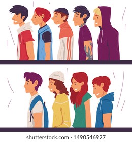 People of Different Subcultures Set Side View Vector Illustration True Style