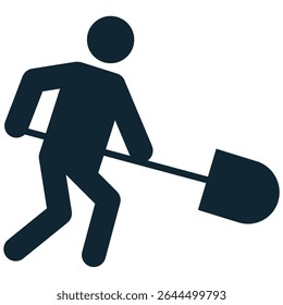 People digging icon vector, depicting manual excavation and groundwork. Great for themes of construction, gardening, archaeology, landscaping, and foundation work.
