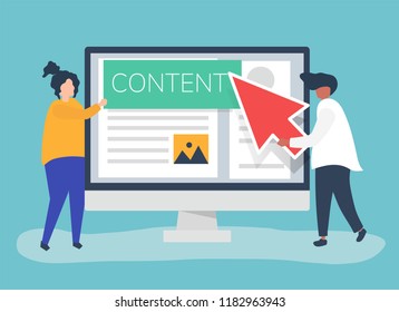 Personas con el concepto de creación de contenido digital
