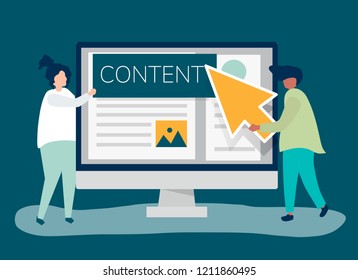 People with digital content creation concept