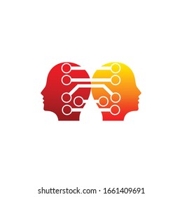 People digital design logo , Human Tech logo illustration.
