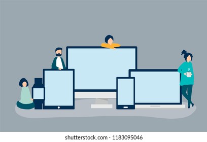Personas y dispositivos digitales con espacio de copia