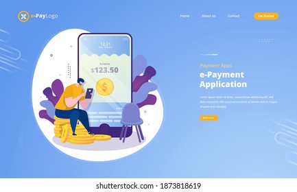 People with digital payment application on landing page concept