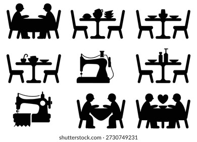 Personas Comedor Máquinas de coser Sillas de mesa