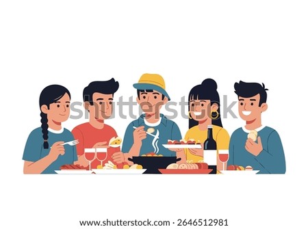 People dining table sharing meal