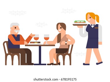 People are dinner at a  restaurant