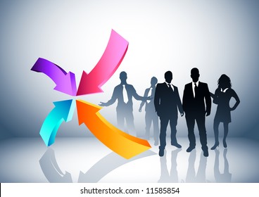 People and direction concept. Vector illustration.