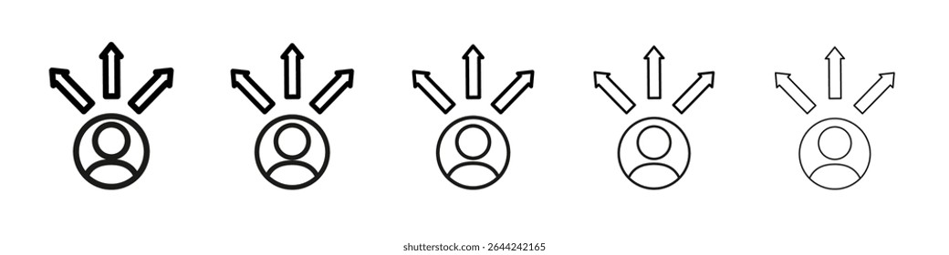 Ícone de direção de pessoas conjunto de marca de logotipo de estrutura de tópicos fina