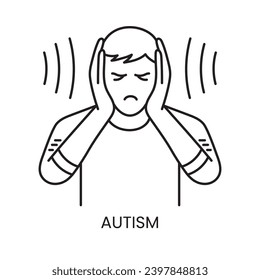 People with disabilities, autism line icon vector