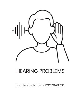 People with disabilities, hearing problems line icon vector