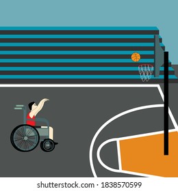 People with disabilities shoot basketball