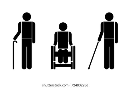 People with disabilities symbols, vector