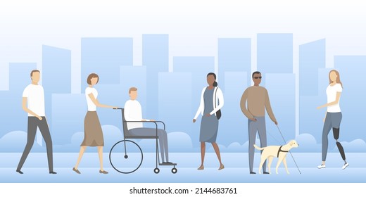 People with disabilities. Vector illustration.