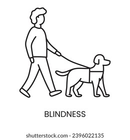 People with disabilities, vision problems, blindness and low vision, guide dog line icon