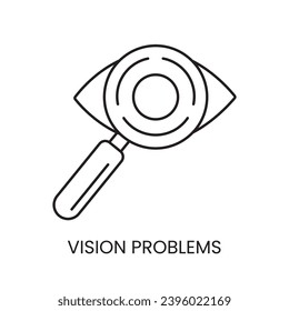 People with disabilities, vision problems, blindness and low vision line icon vector