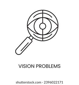 People with disabilities, vision problems, blindness and low vision line icon vector