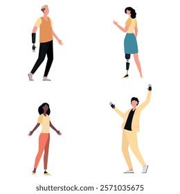 People with disabilities.On a white background. Men and women with dentures.